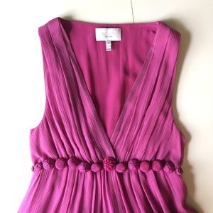 Adam Lippes Silk Magenta Empire Waist Button Dress